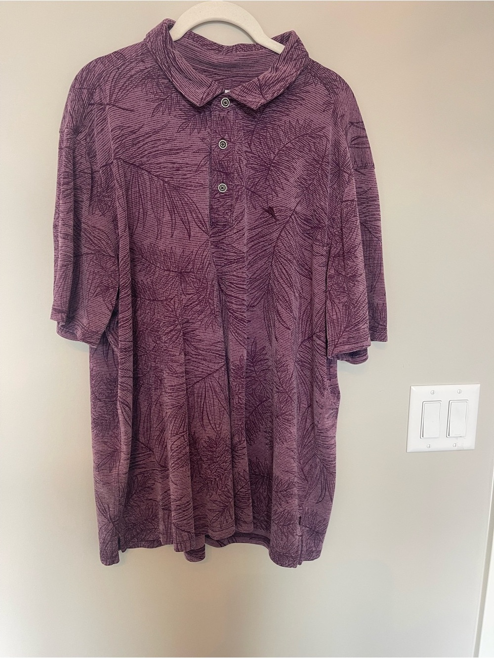 Tommy Bahama Plum Textured Palm-Print Polo